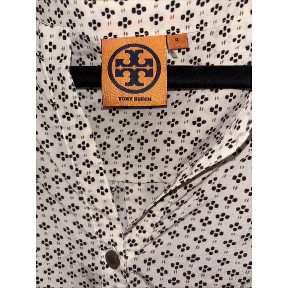 Tory Burch Silk printed V Neck Tunic Top Size 4 - Picture 2 of 8